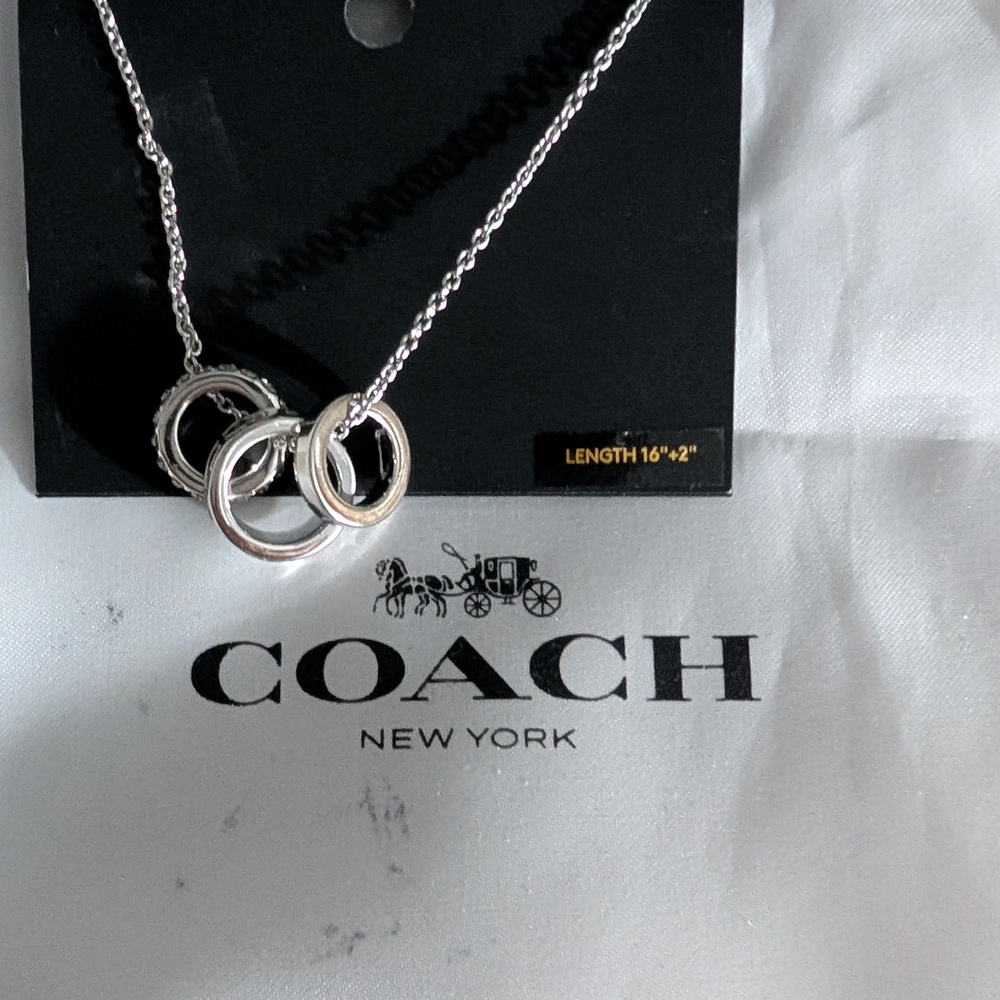 Coach Silver Interlocking Rings Necklace
